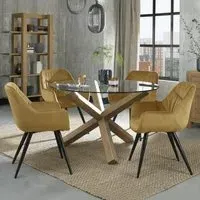 Turin Glass 4-Seater Dining Set with Dali Chairs - Oak, Glass
