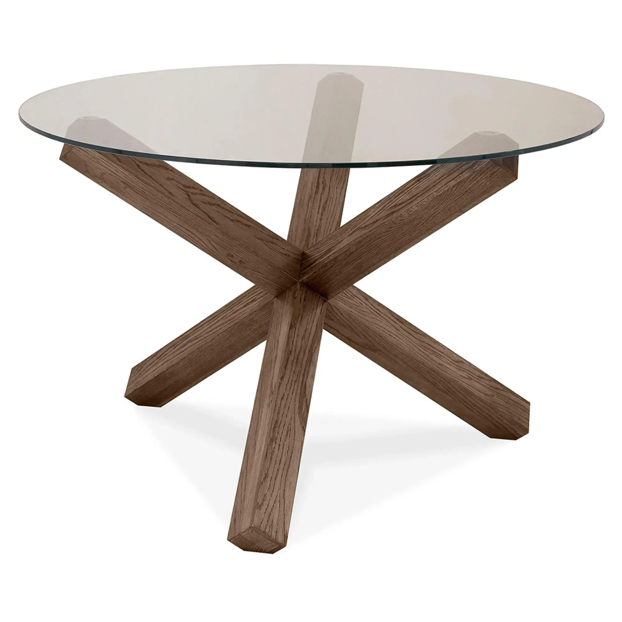 Turin Glass Dining Set with Fontana Blue Chairs - Dark Oak