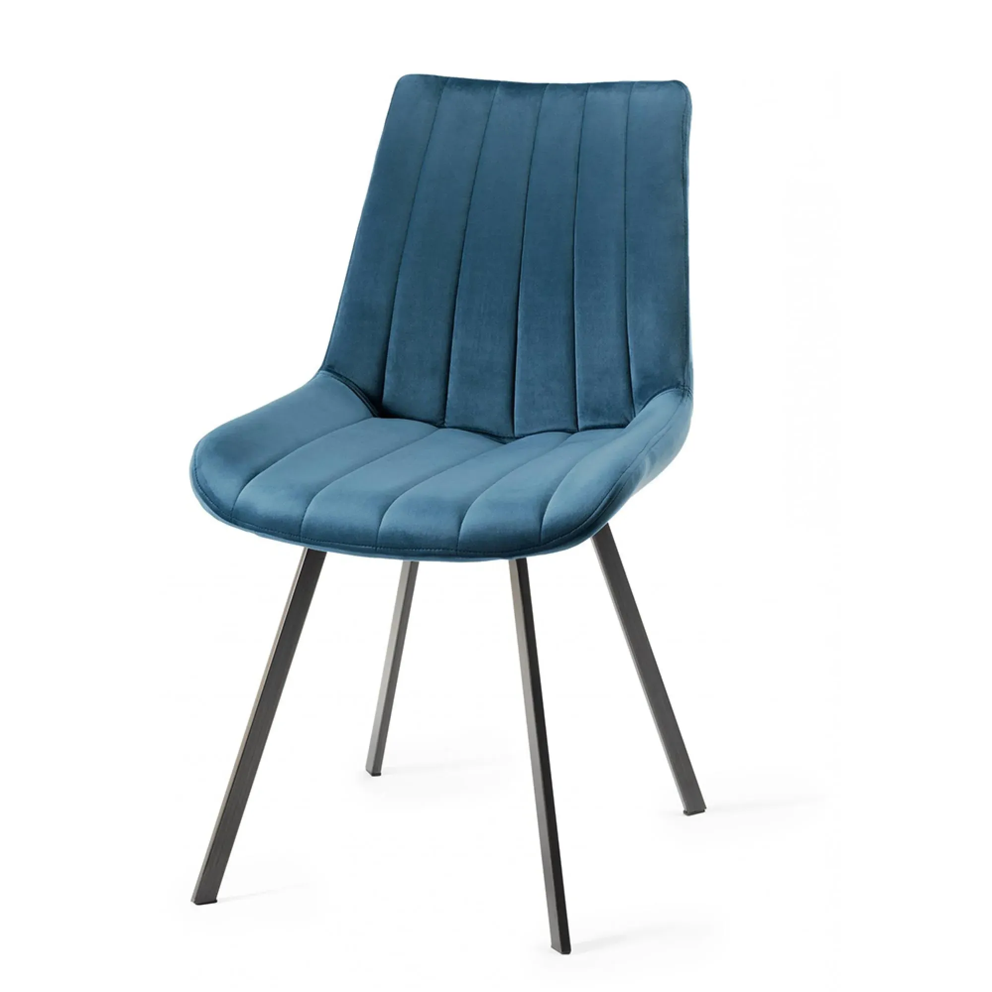 Turin Glass Dining Set with Fontana Blue Chairs - Dark Oak