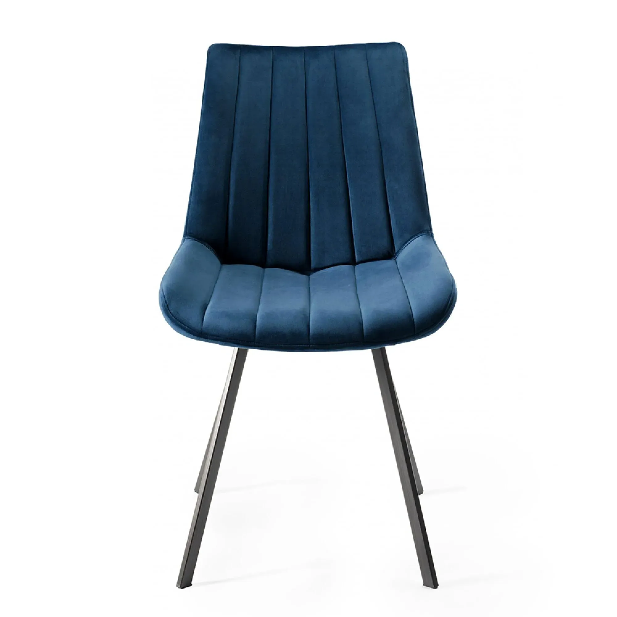 Turin Glass Dining Set with Fontana Blue Chairs - Dark Oak