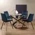 Turin Glass Dining Set with Fontana Blue Chairs - Dark Oak