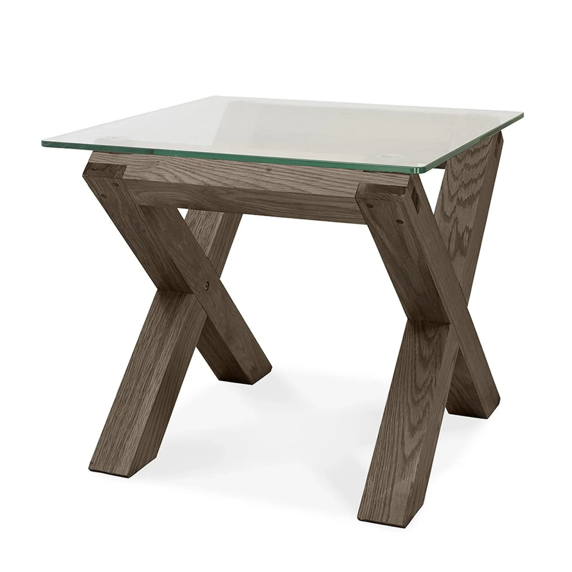 Turin Glass Lamp Table - Dark Oak