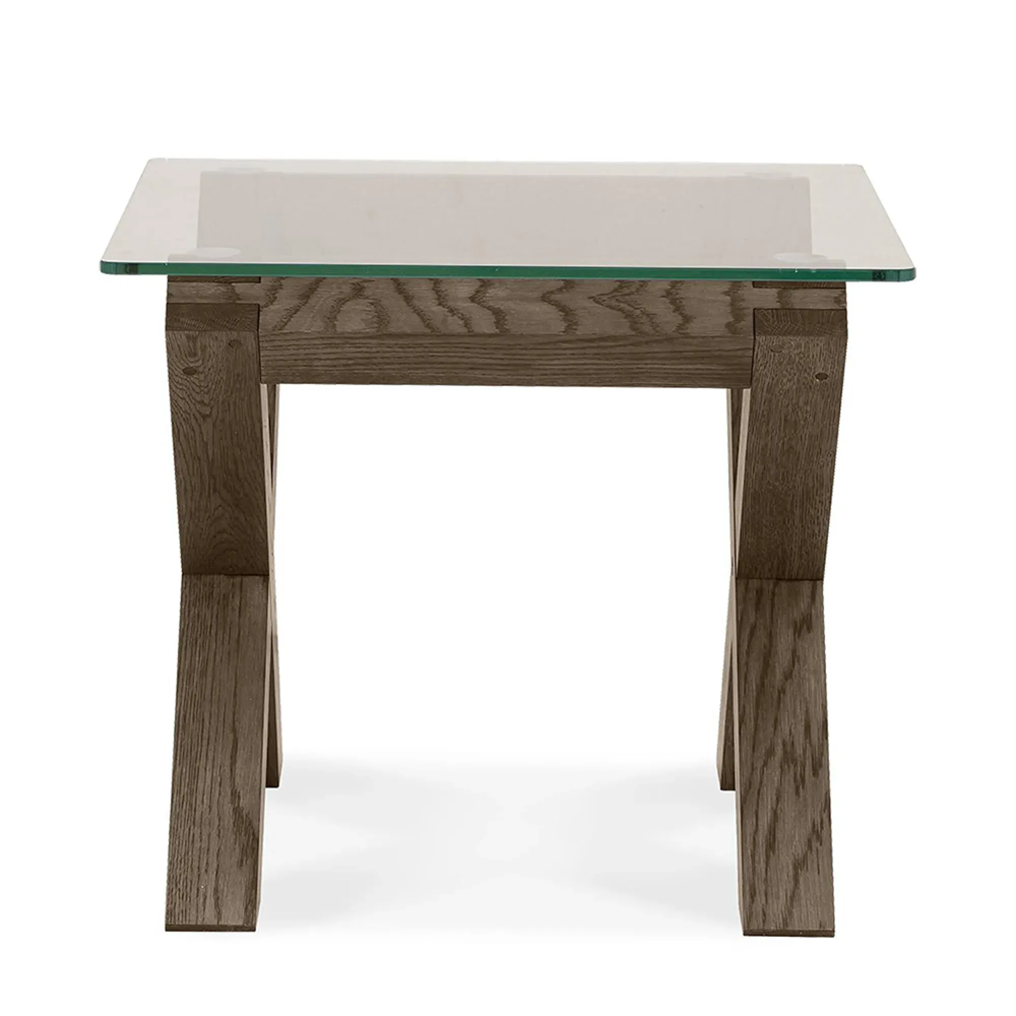 Turin Glass Lamp Table - Dark Oak