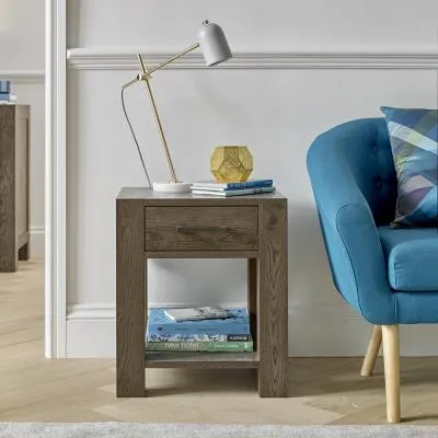 Turin Lamp Table with Drawer - Dark Oak image