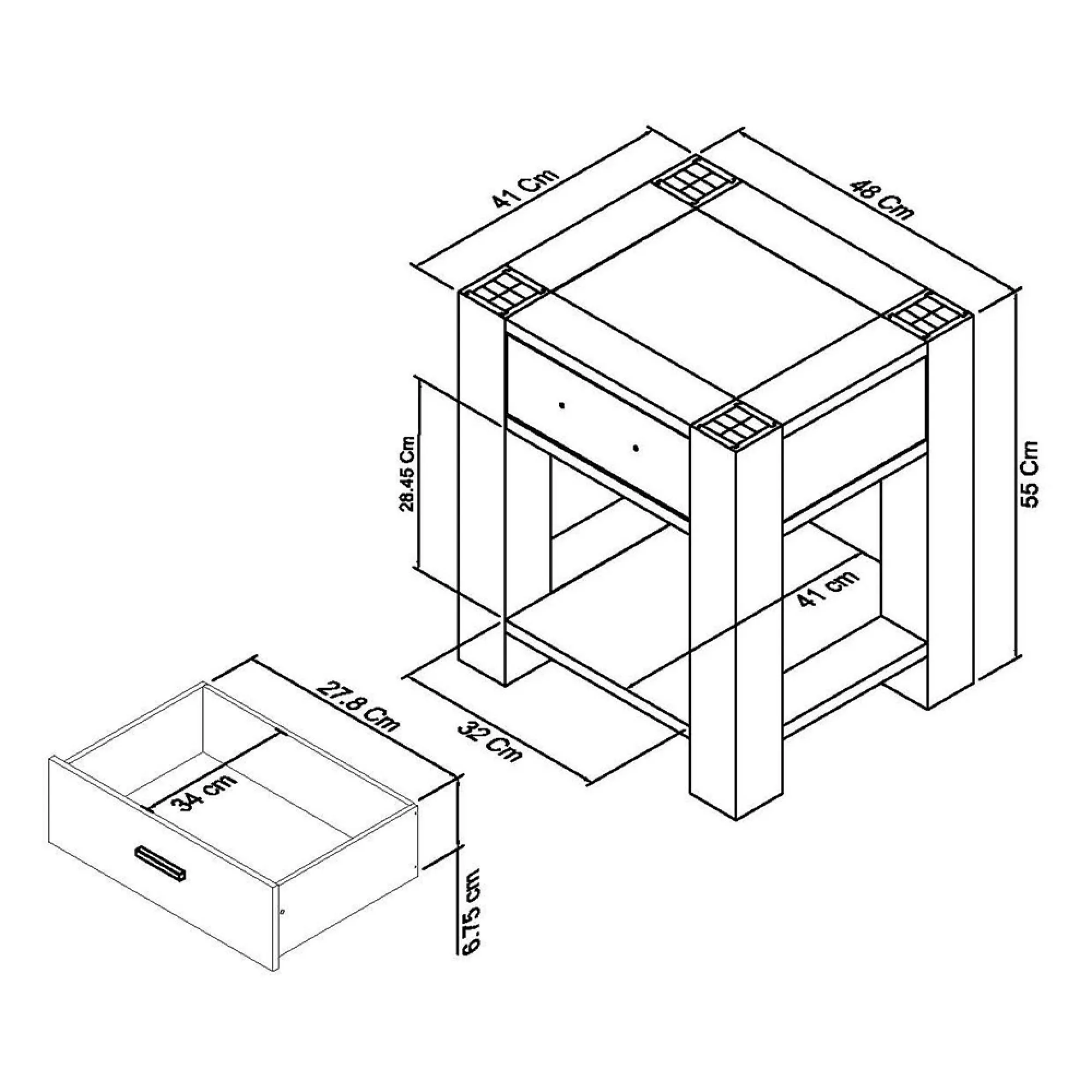 Turin Lamp Table with Drawer - Light Oak