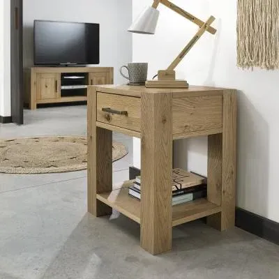 Turin Lamp Table with Drawer - Light Oak