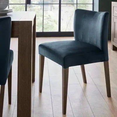 Turin Low Back Dining Chair - Dark Blue, Velvet