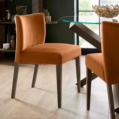 Turin Low Back Dining Chair - Harvest Pumpkin, Velvet