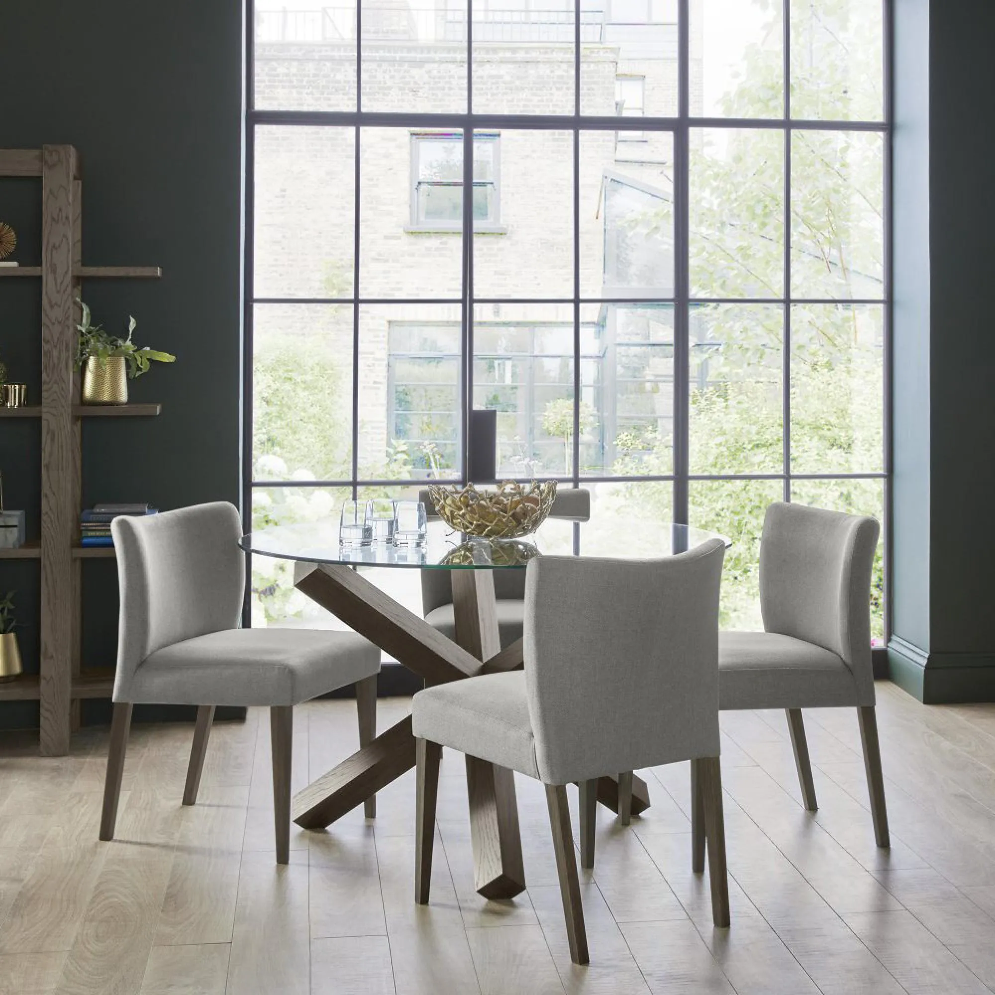 Turin Low Back Dining Chair - Pebble Grey, Fabric