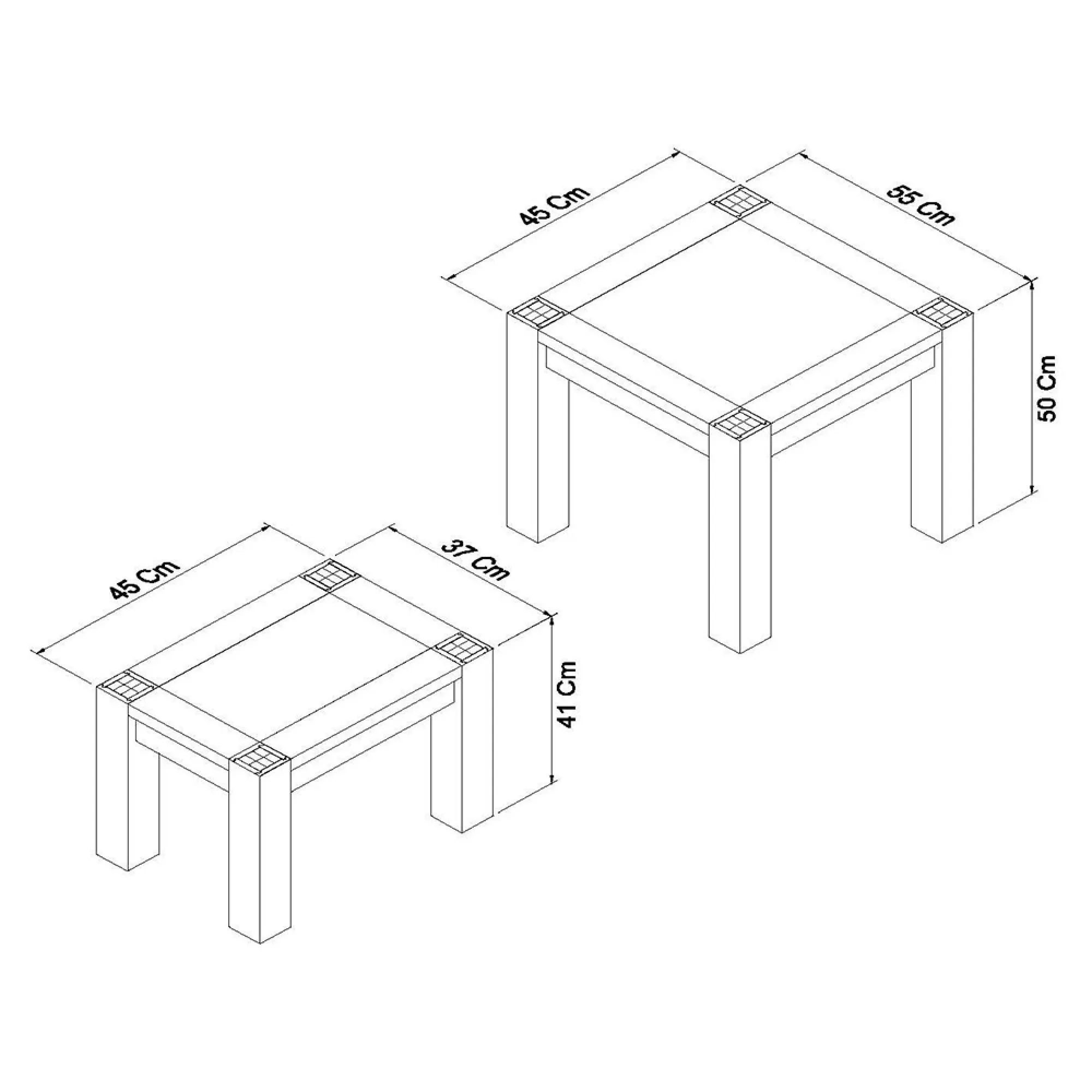 Turin Nest of Lamp Tables - Dark Oak