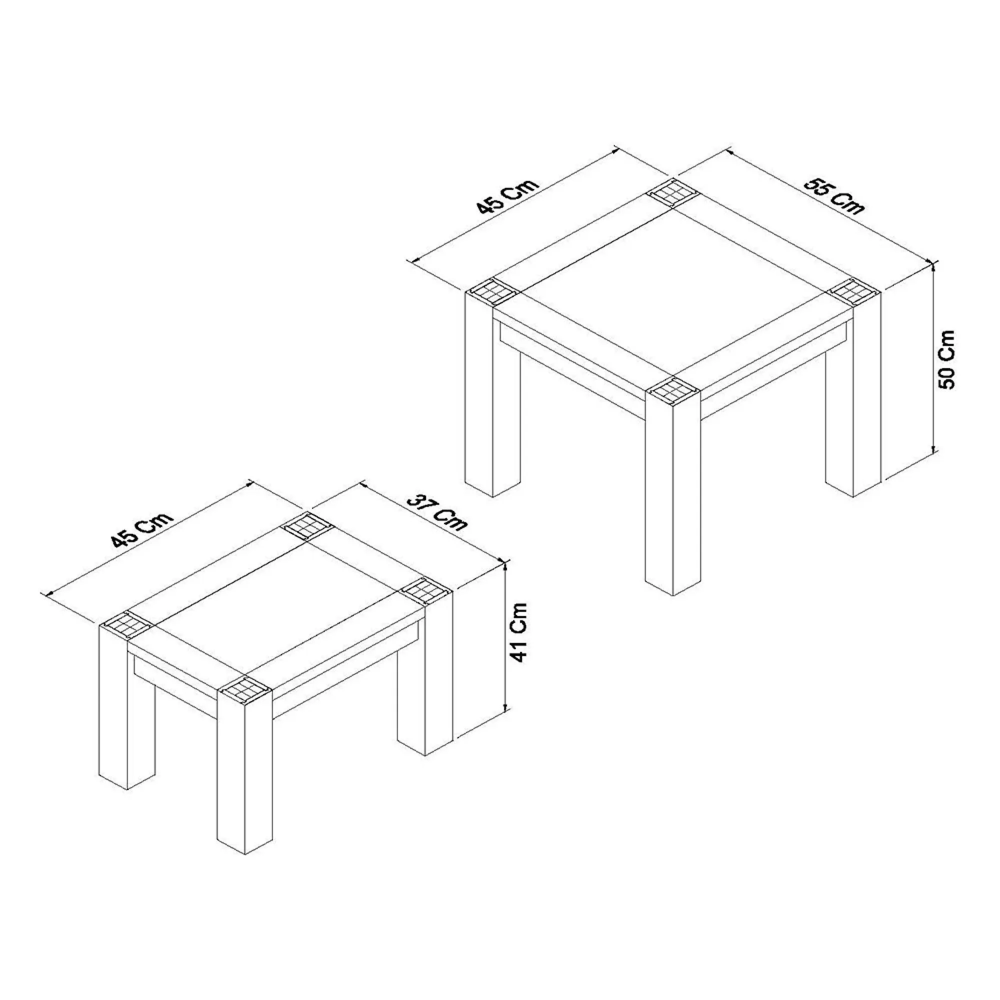 Turin Nest of Lamp Tables - Light Oak