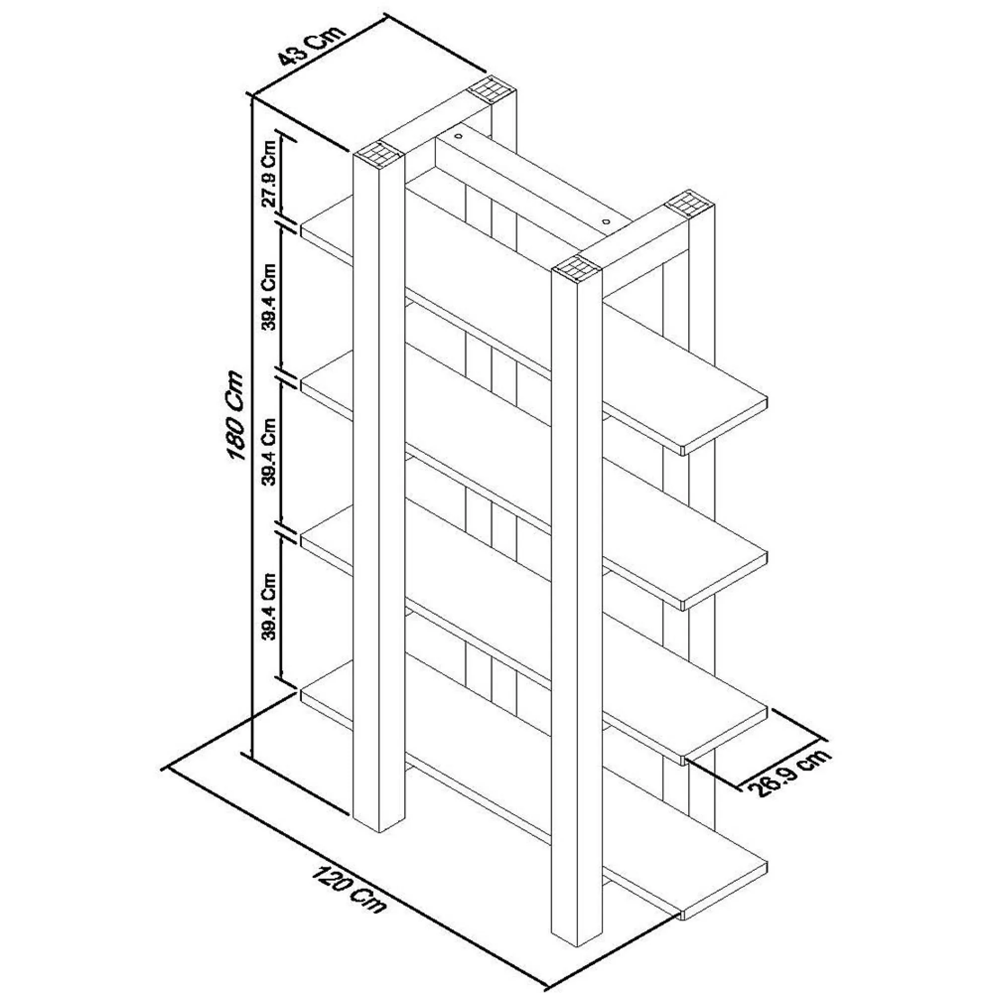 Turin Open Shelf Unit - Dark Oak