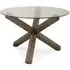 Turin Round Glass Dining Table - Dark Oak