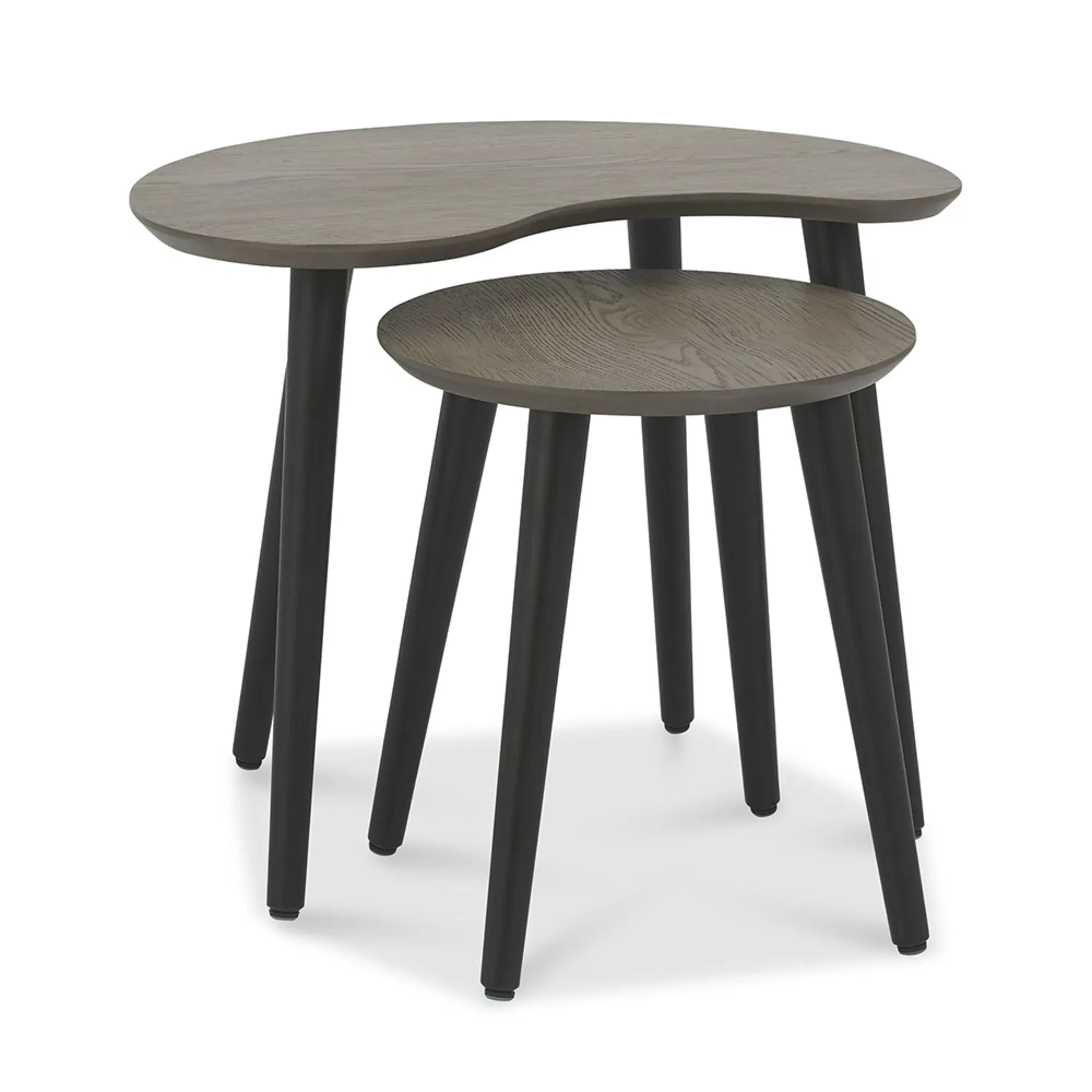 Vintage 2-Piece Nest of Lamp Tables - Weathered Oak