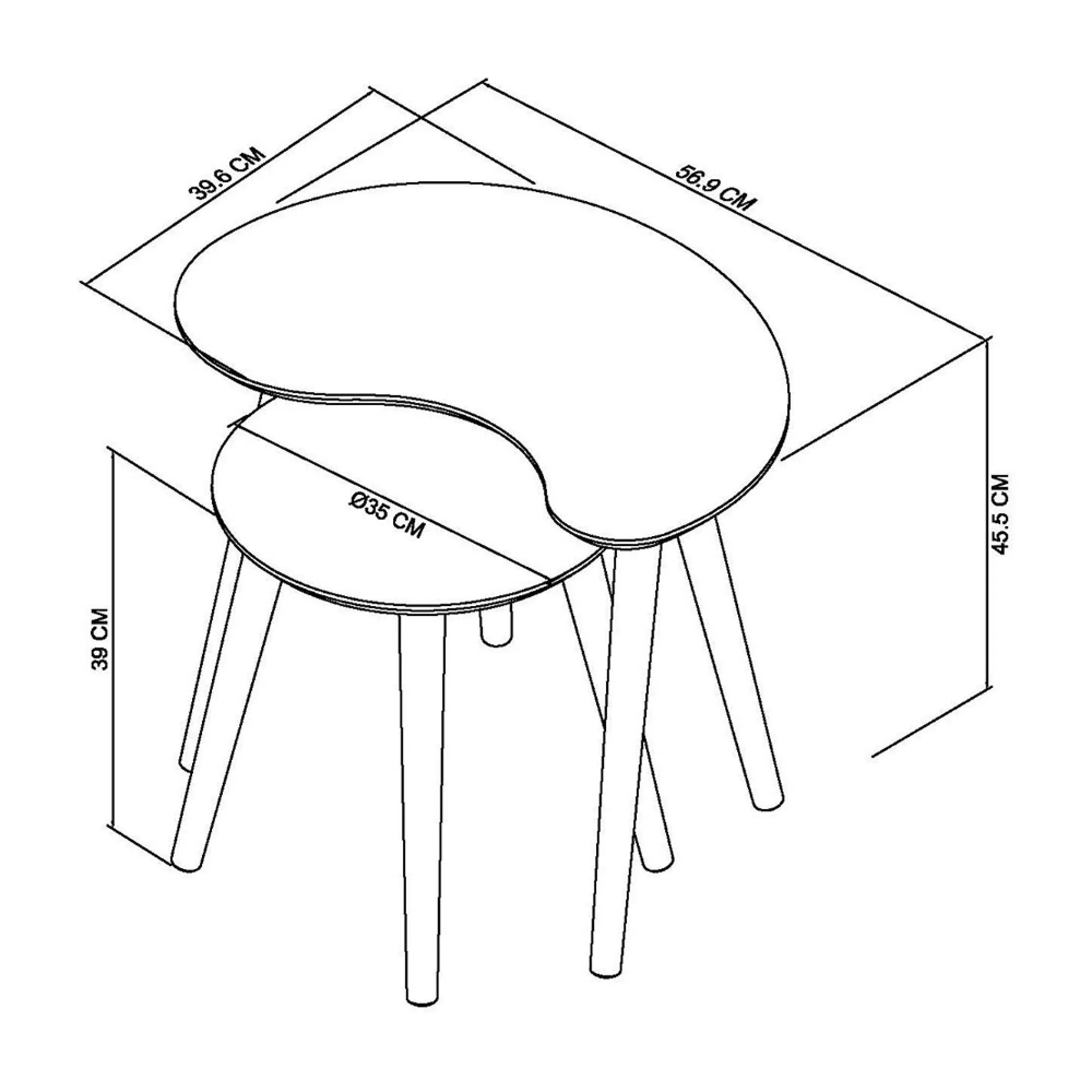 Vintage 2-Piece Nest of Lamp Tables - Weathered Oak