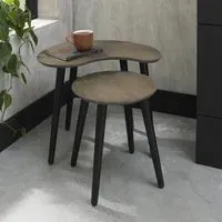 Vintage 2-Piece Nest of Lamp Tables - Weathered Oak