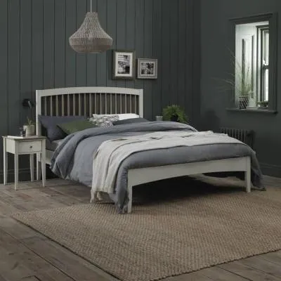 Whitby Double/King Size Bed Frame - Soft Grey, Oak image