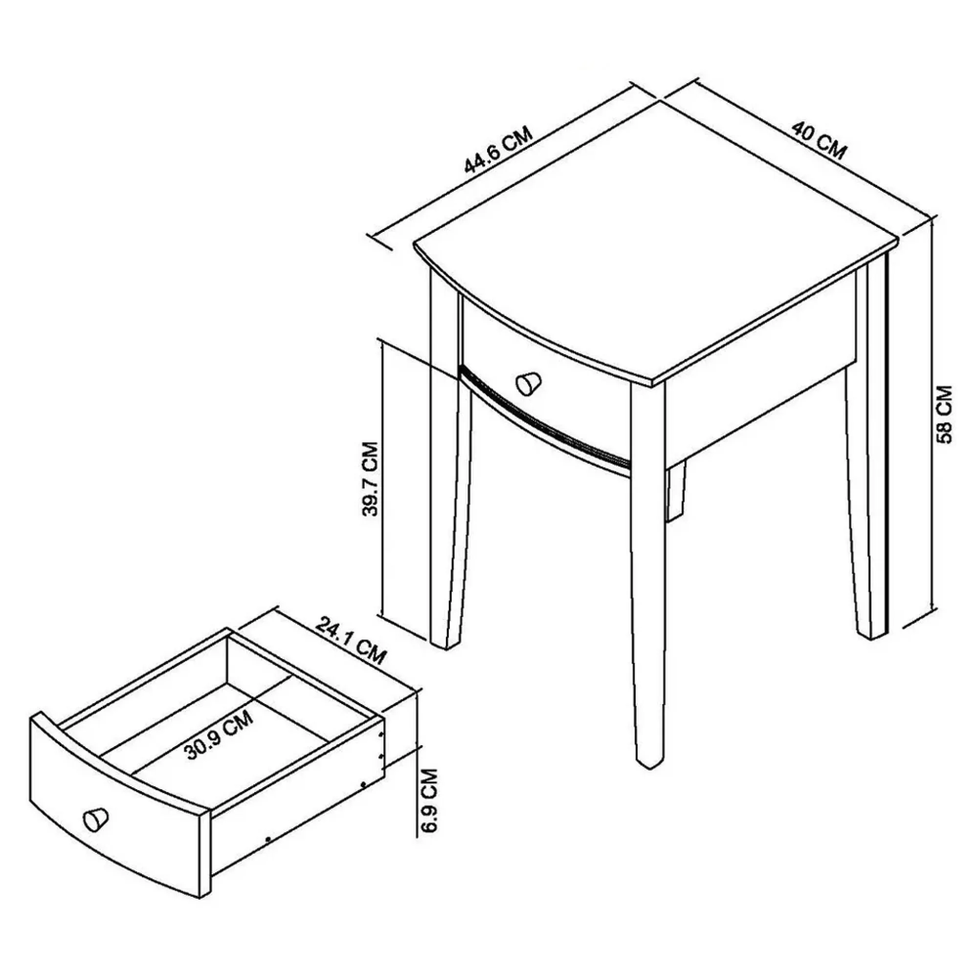 Whitby Scandi 1 Drawer Bedside Cabinet - Soft Grey, Oak