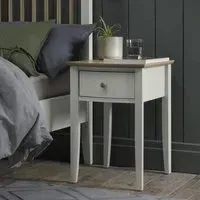 Whitby Scandi 1 Drawer Bedside Cabinet - Soft Grey, Oak