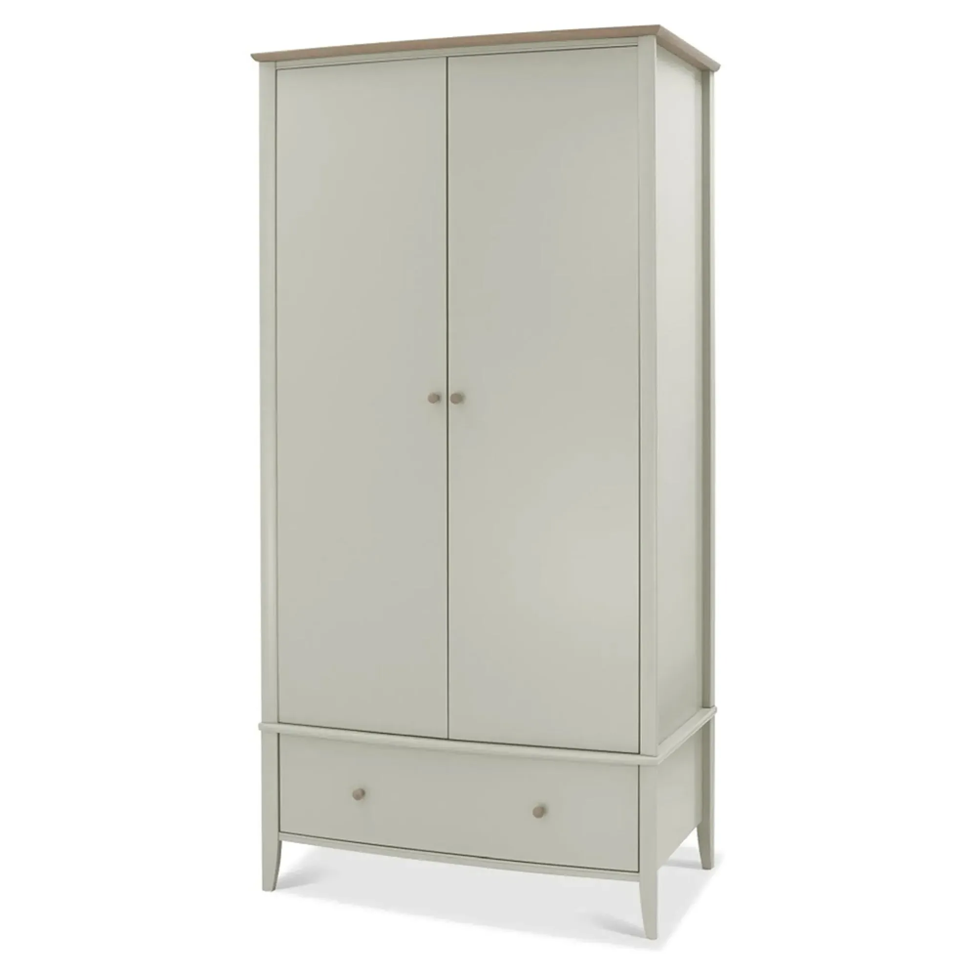 Whitby Scandi 2 Door Combi Wardrobe - Soft Grey, Oak