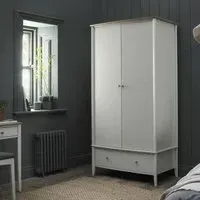 Whitby Scandi 2 Door Combi Wardrobe - Soft Grey, Oak