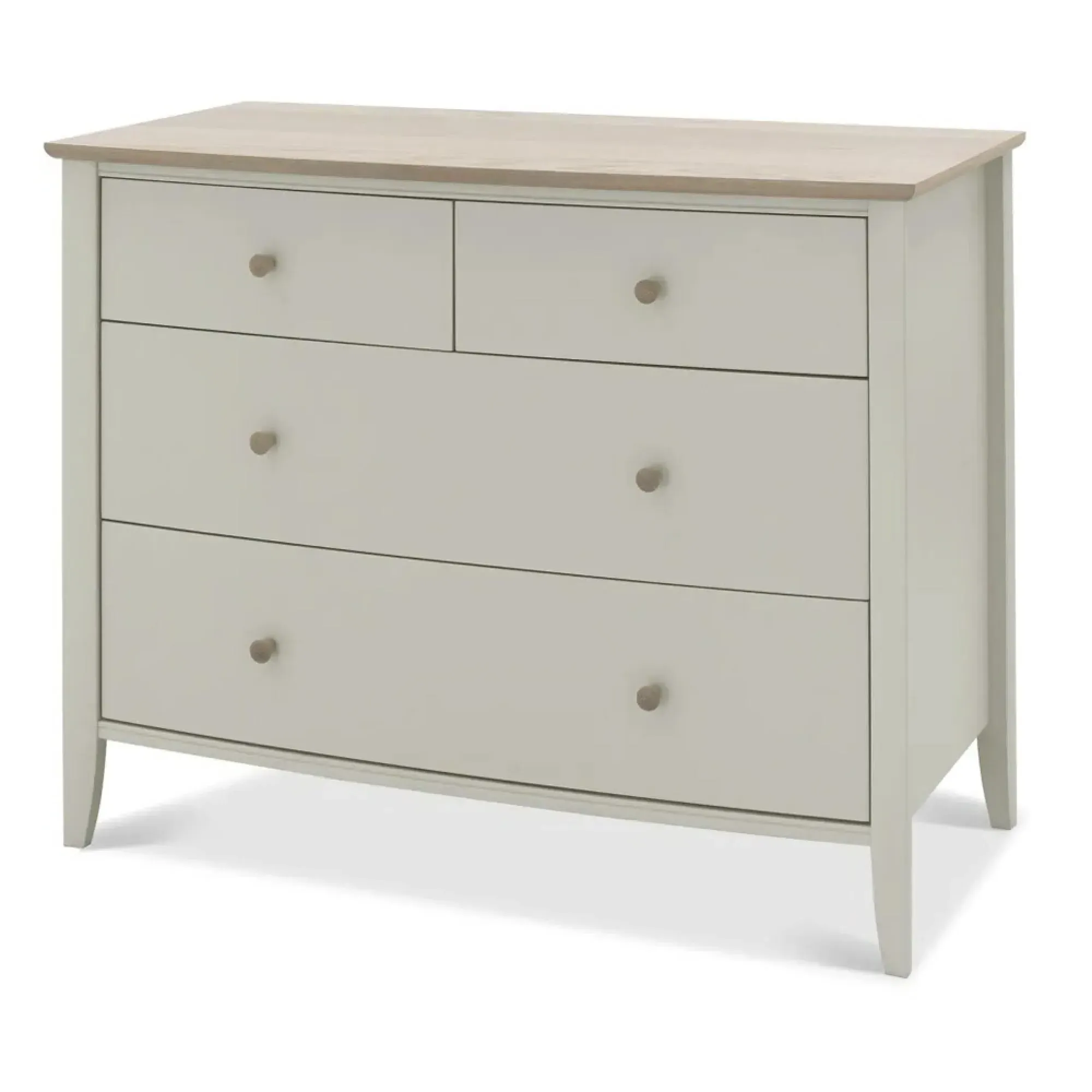 Whitby Scandi 2+2 Drawer Chest - Soft Grey, Oak