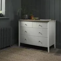Whitby Scandi 2+2 Drawer Chest - Soft Grey, Oak