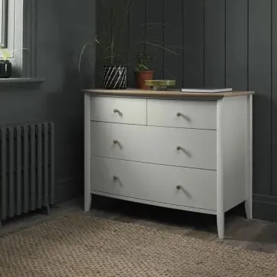 Whitby Scandi 2+2 Drawer Chest - Soft Grey, Oak image
