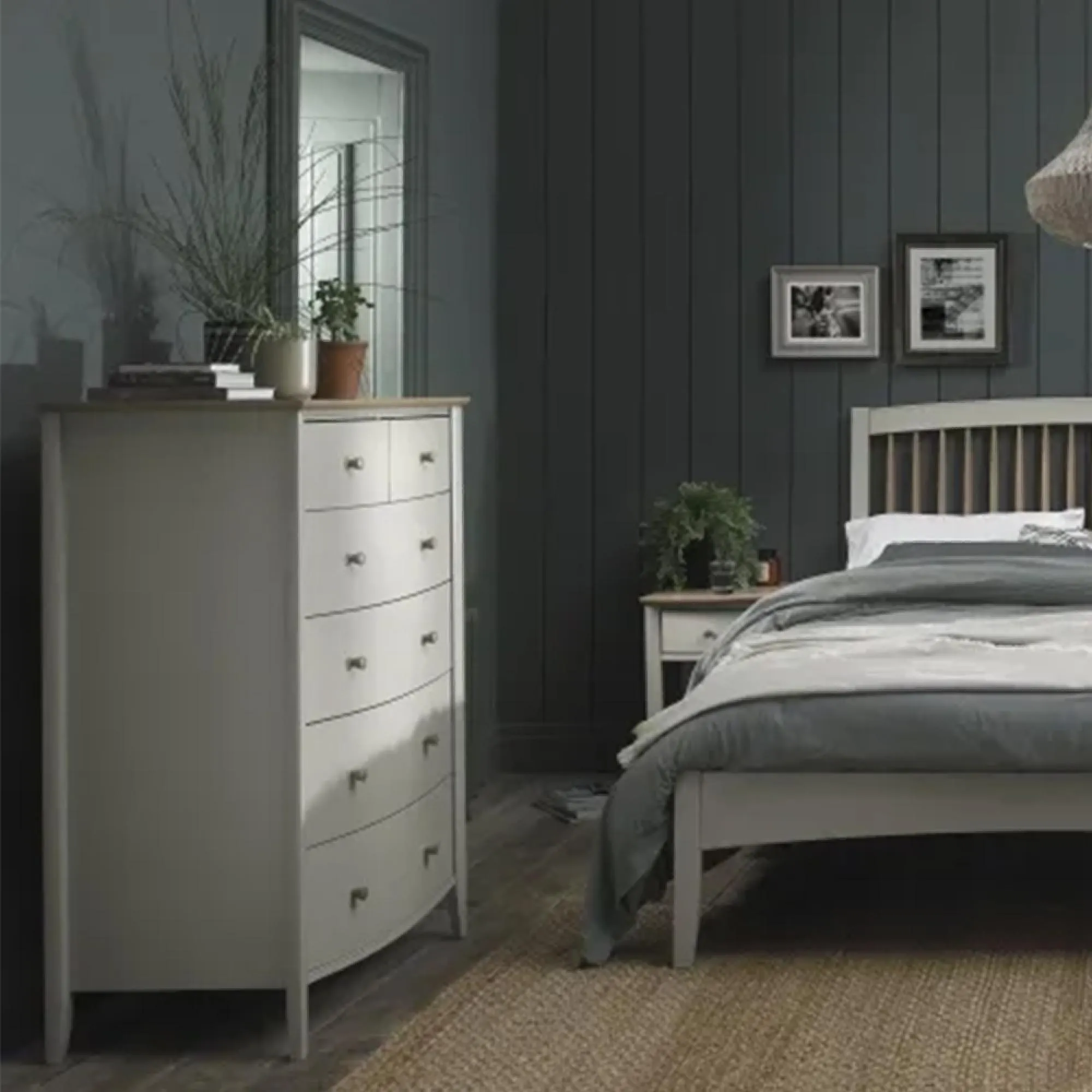 Whitby Scandi 2+4 Drawer Chest - Soft Grey, Oak