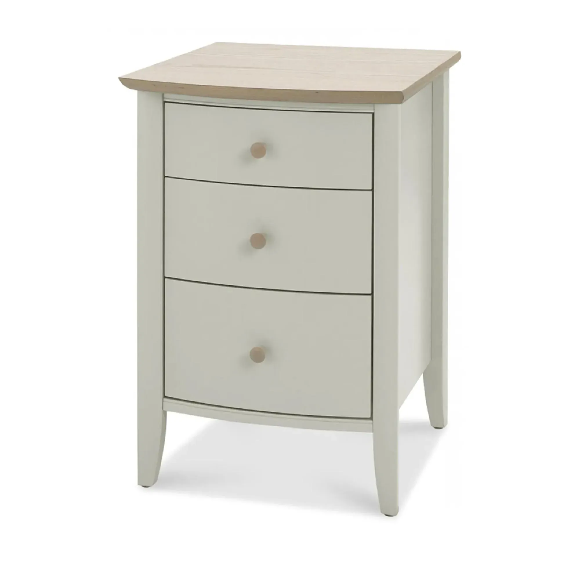 Whitby Scandi 3 Drawer Bedside Cabinet - Soft Grey, Oak