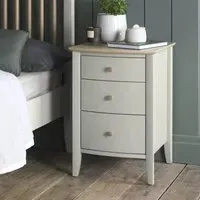 Whitby Scandi 3 Drawer Bedside Cabinet - Soft Grey, Oak
