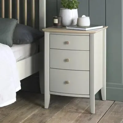 Whitby Scandi 3 Drawer Bedside Cabinet - Soft Grey, Oak image