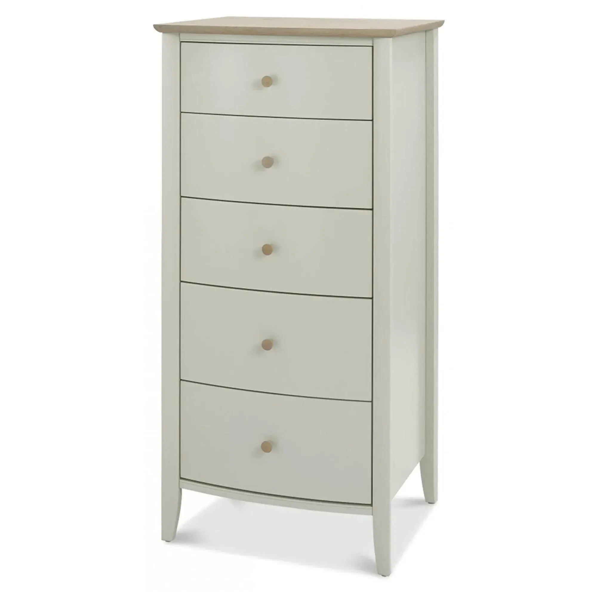 Whitby Scandi 5 Drawer Chest - Soft Grey, Oak