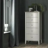 Whitby Scandi 5 Drawer Chest - Soft Grey, Oak