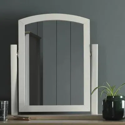 Whitby Scandi Vanity Mirror - Soft Grey, Oak image