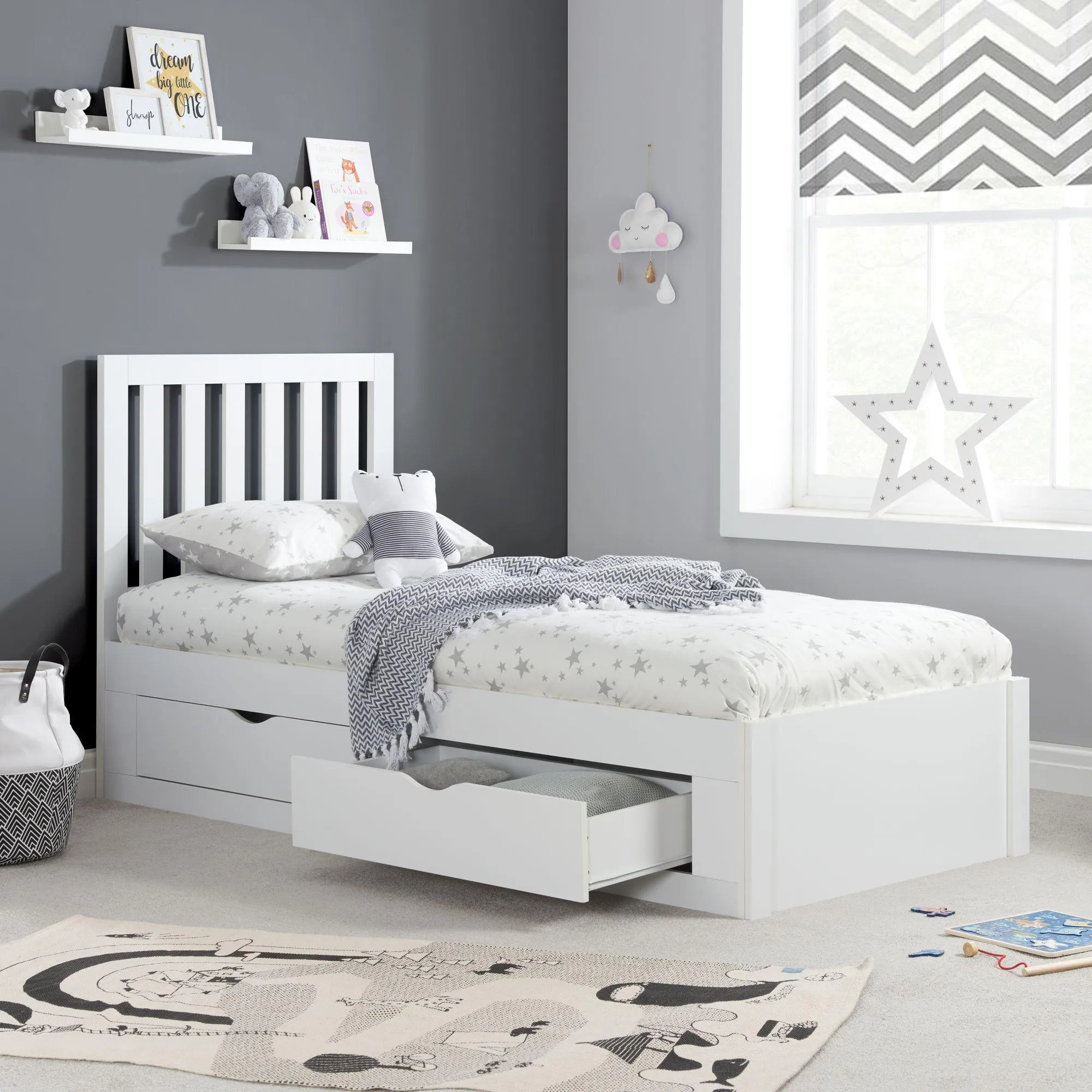 Appleby Single Slatted Bed Frame - White
