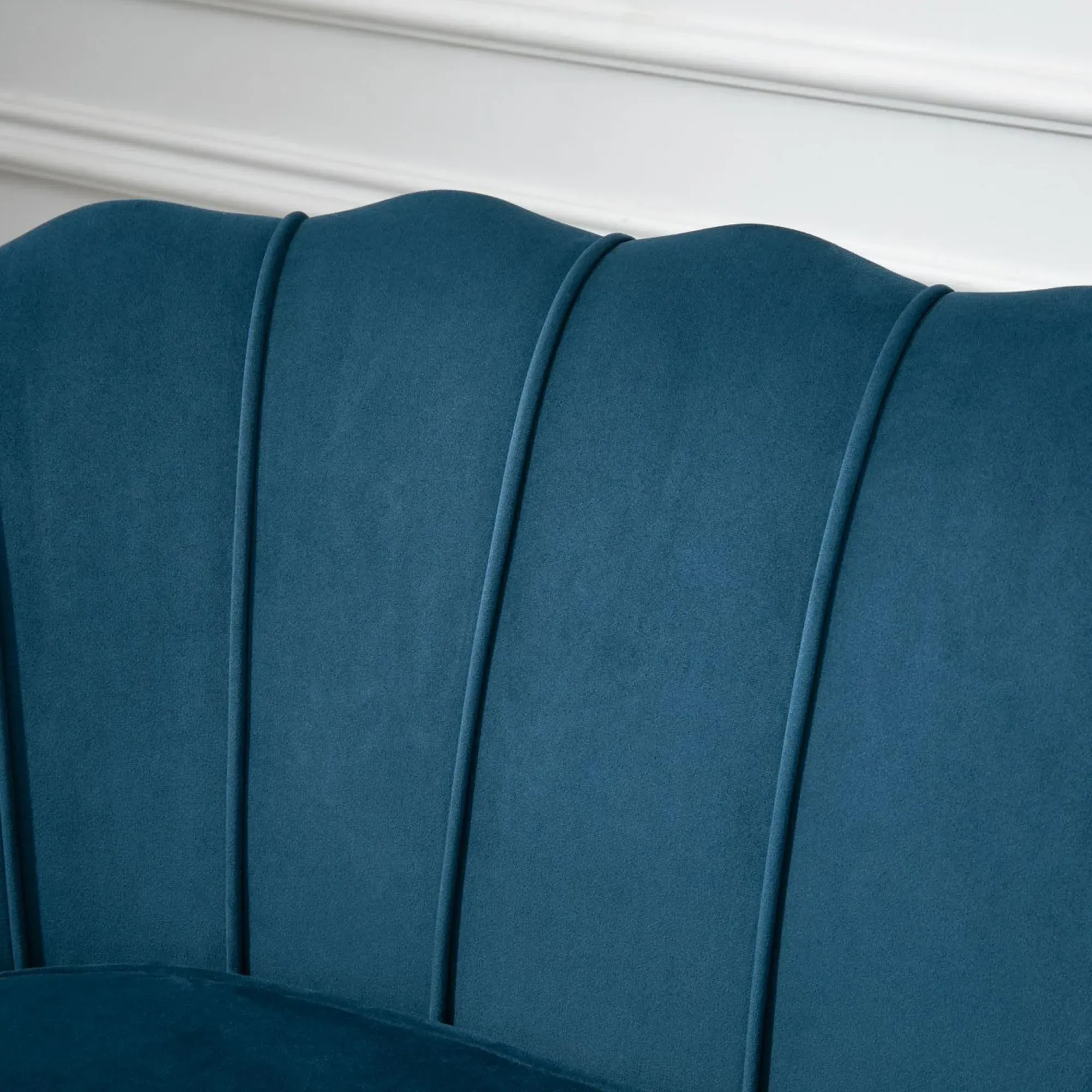 Ariel 2-Seater Sofa with Gold Legs - Blue, Velvet