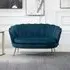 Ariel 2-Seater Sofa with Gold Legs - Blue, Velvet