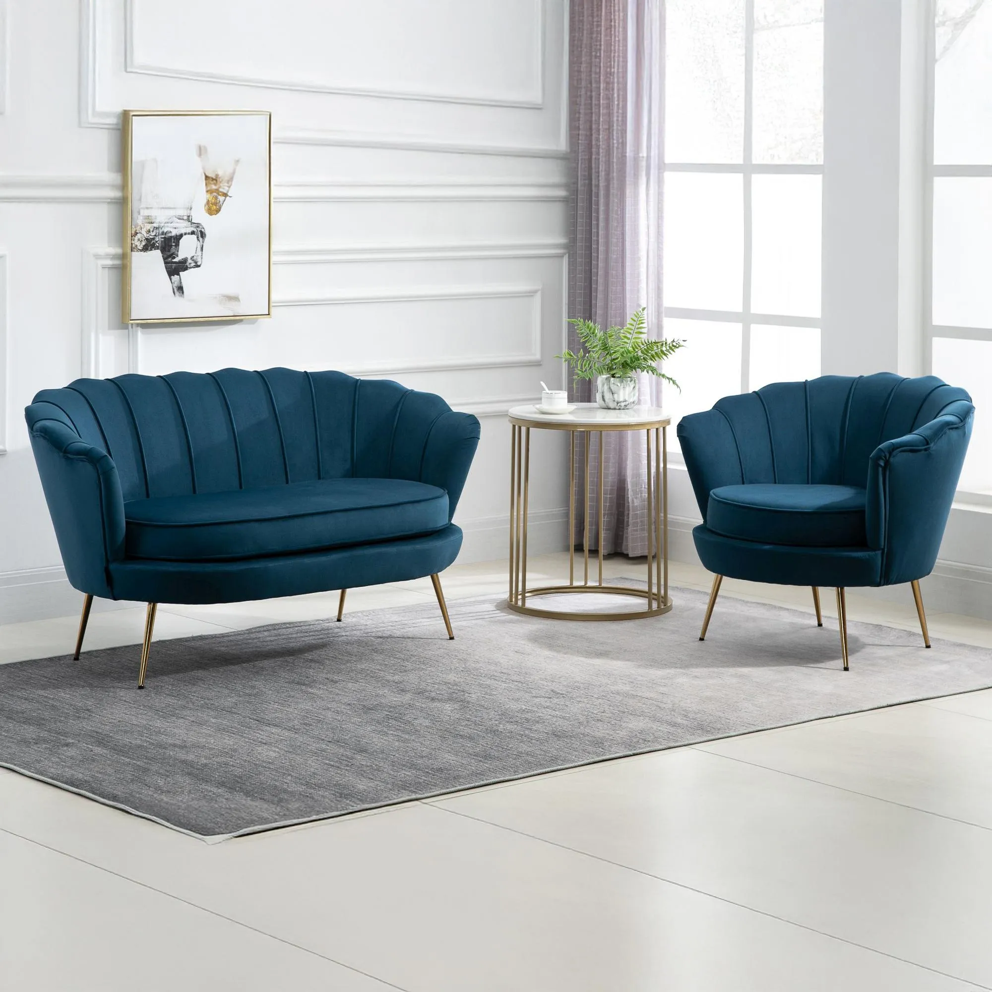 Ariel Occasional Armchair - Blue, Velvet