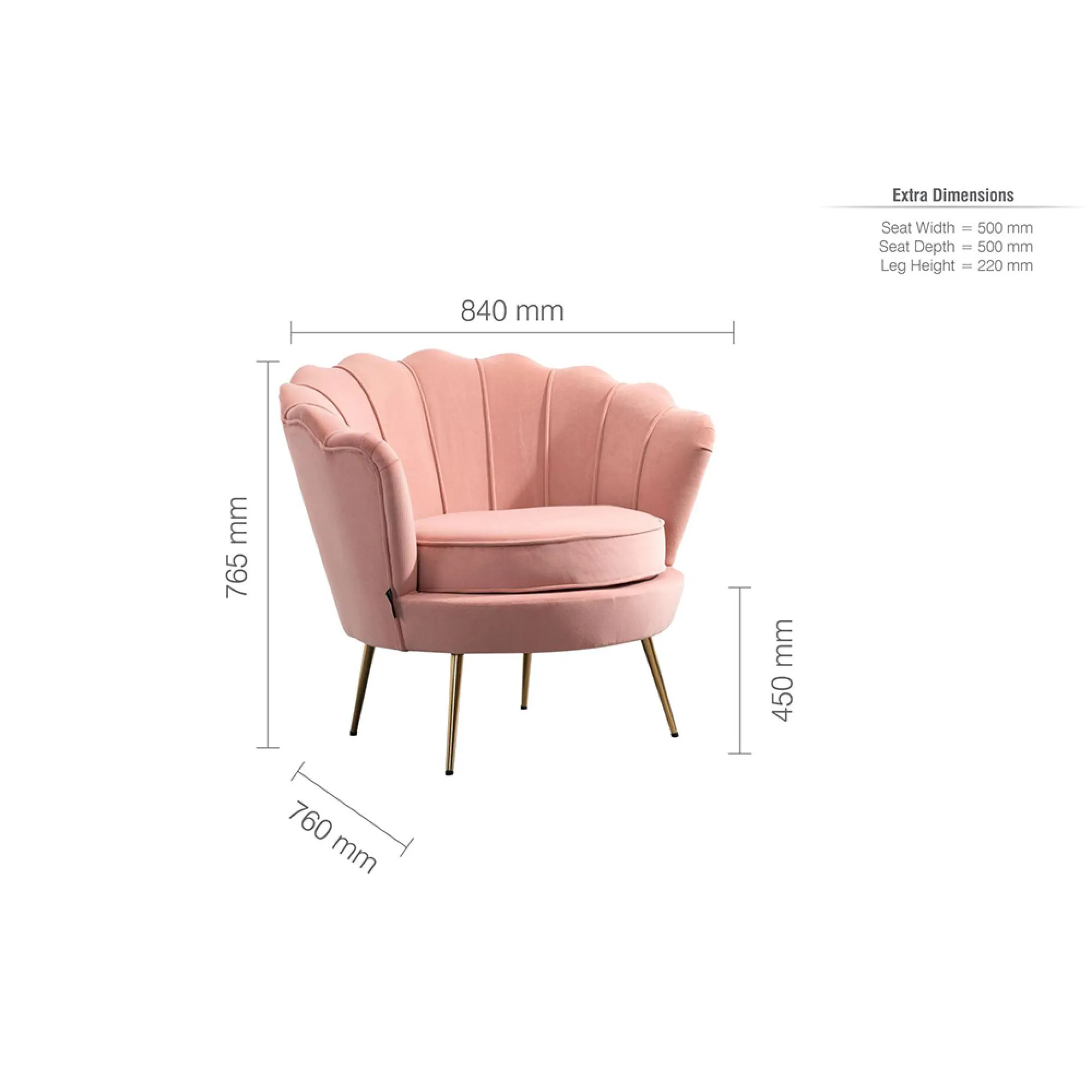 Ariel Occasional Armchair - Coral, Velvet