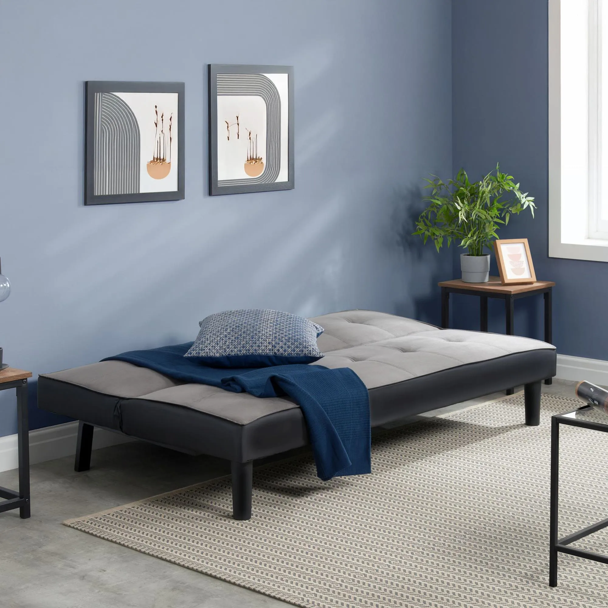 Aurora 2-Seater Sofa Bed - Grey, Fabric