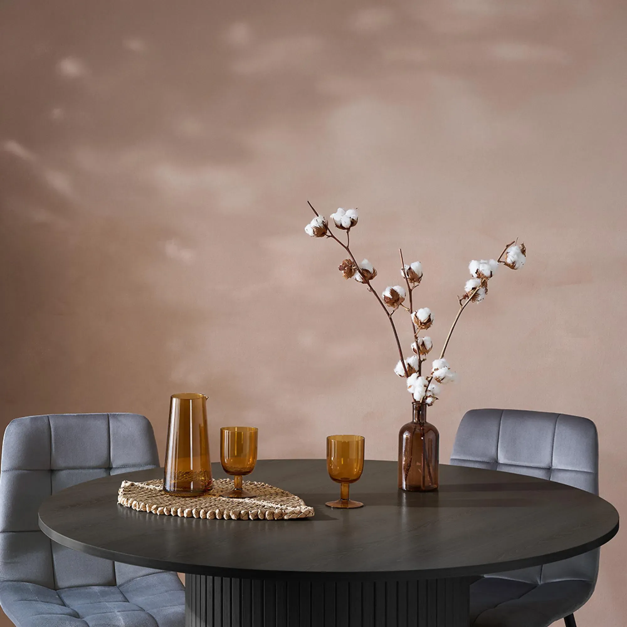 Axel 4 Seater Round Dining Table - Black