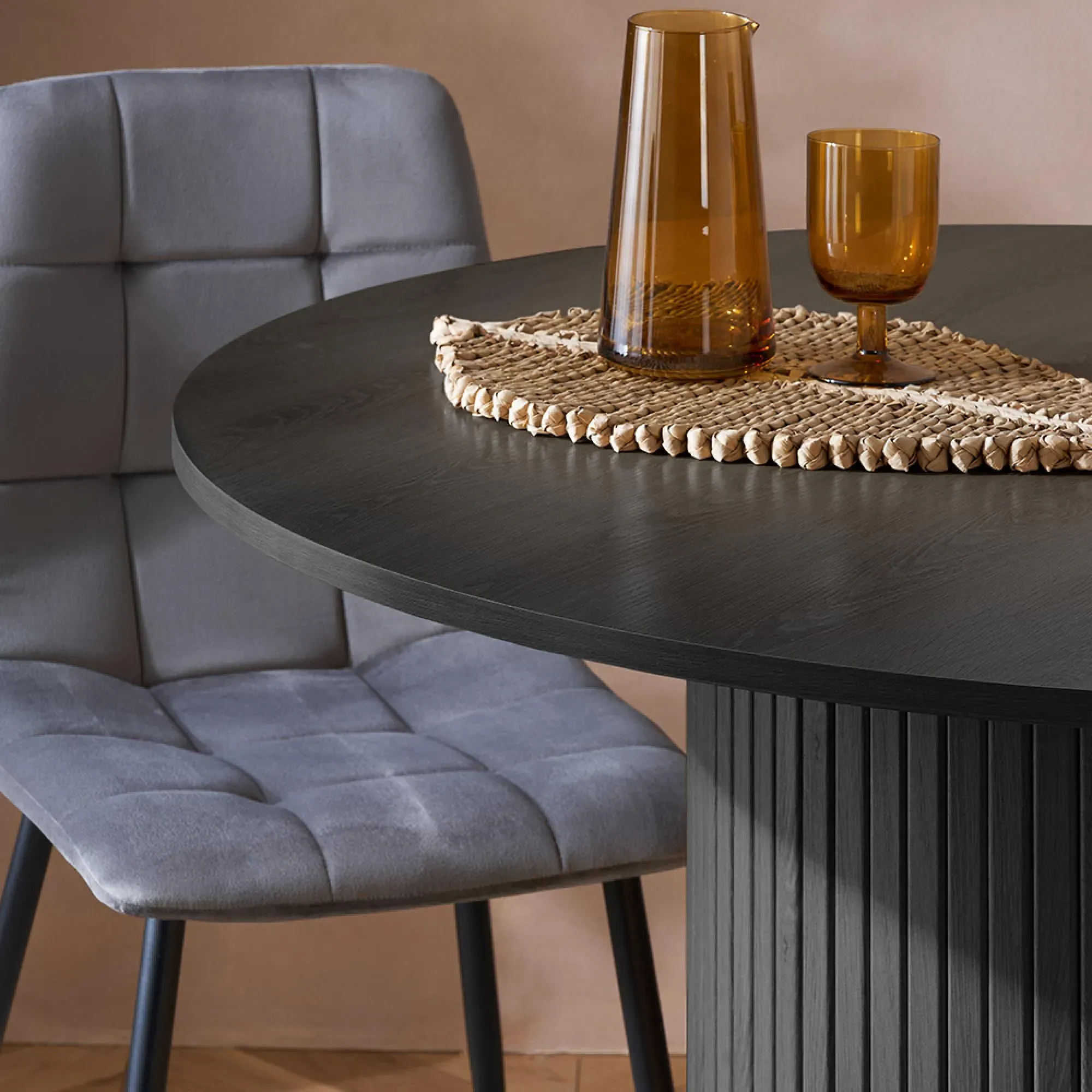 Axel 4 Seater Round Dining Table - Black