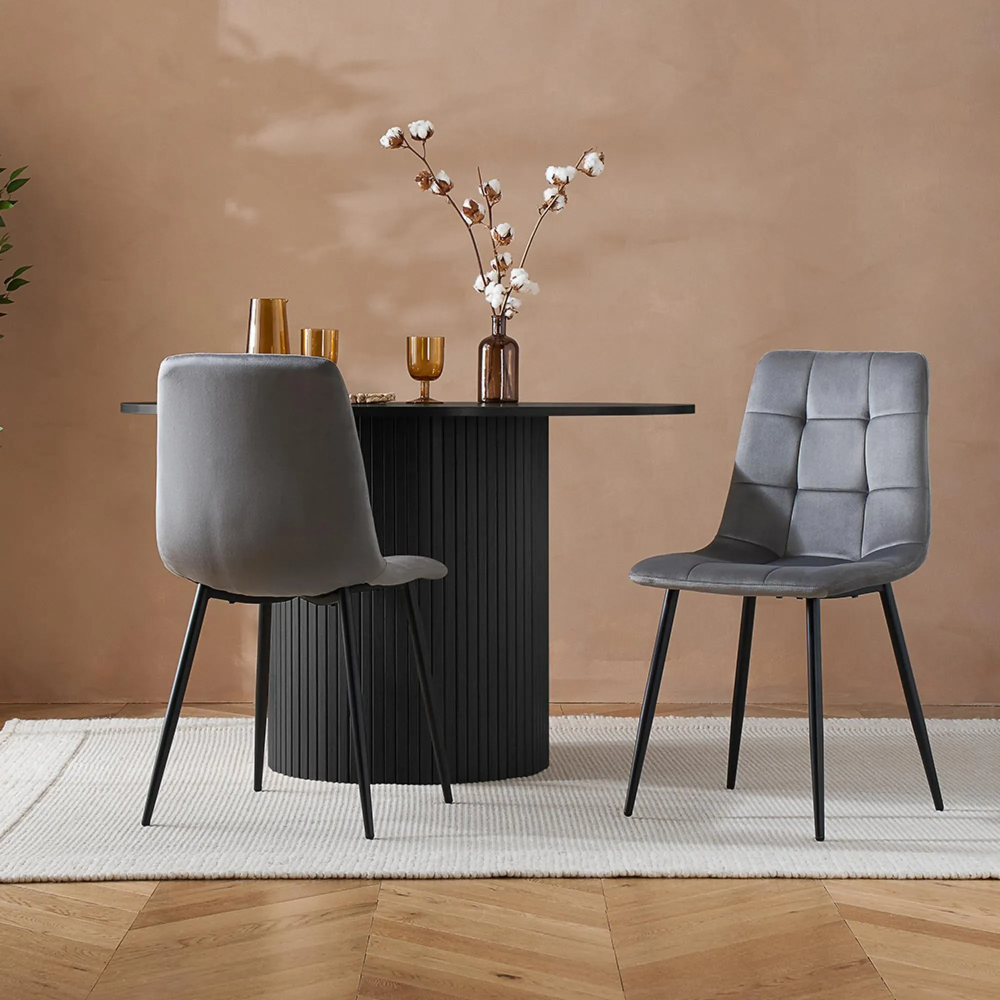 Axel 4 Seater Round Dining Table - Black