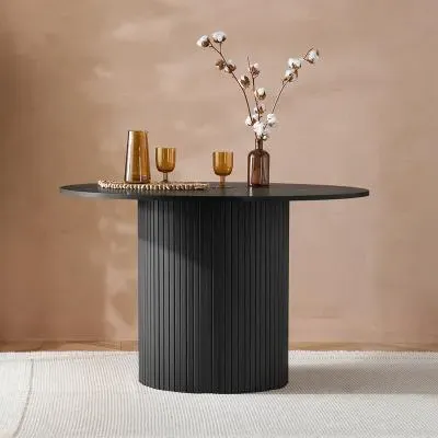 Axel 4 Seater Round Dining Table - Black image