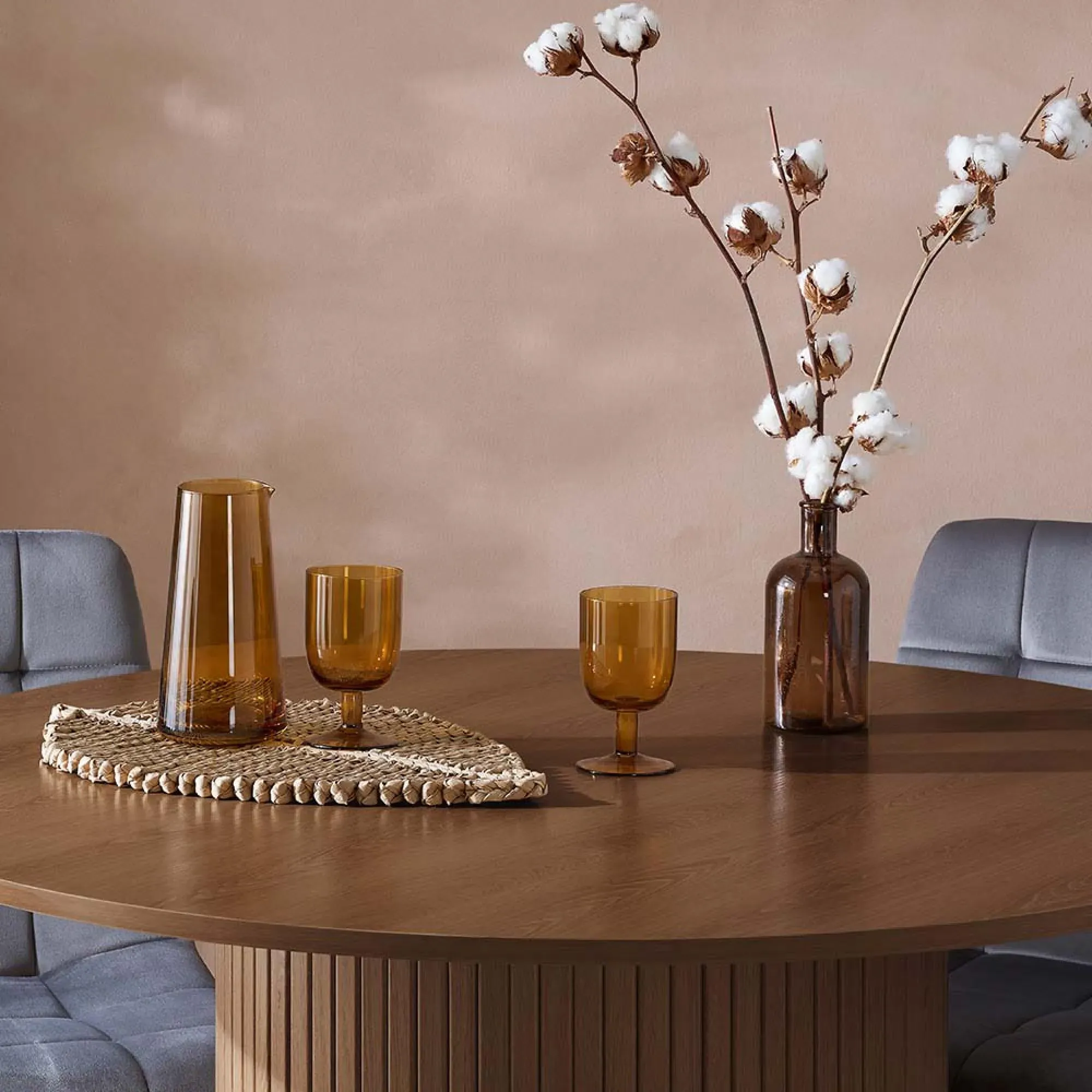 Axel 4 Seater Round Dining Table - Walnut