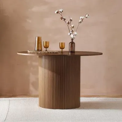 Axel 4 Seater Round Dining Table - Walnut