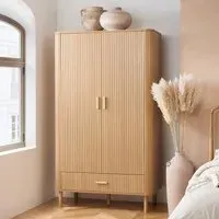 Axel Fluted 2 Door 1 Drawer Wardrobe - Oak