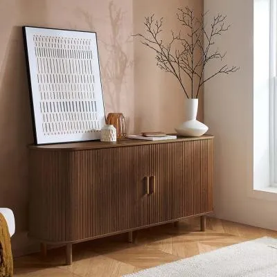 Axel Fluted 2 Door Curved Sideboard - Walnut