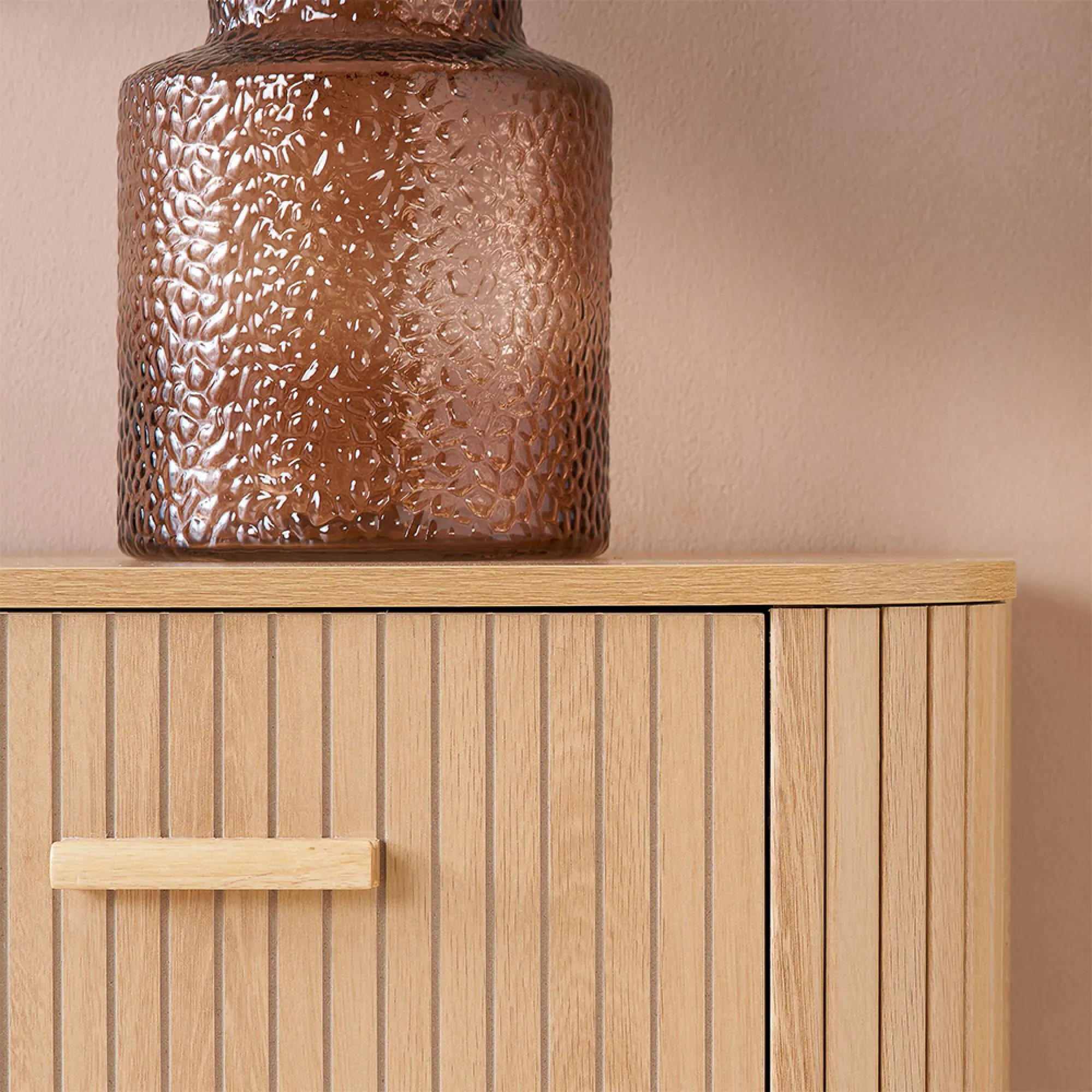 Axel Fluted 2+3 Drawer Curved Chest - Oak